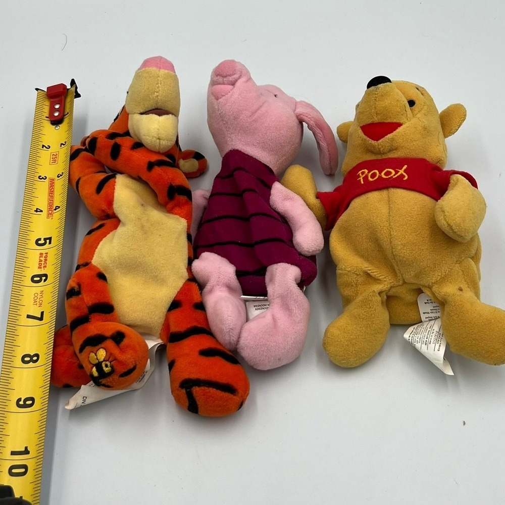 Disney Winnie the Pooh Tigger Piglet Plush Set Multicolor Very Good Beanies - Picture 6 of 6